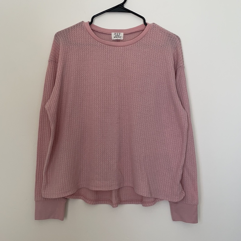Pastel Pink Light Waffle Knit Top